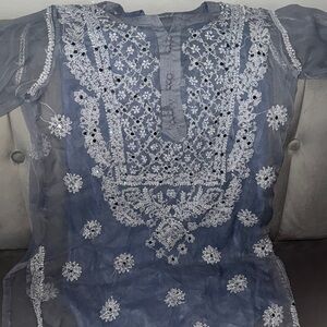 Embroidered Sheer Tunic Top